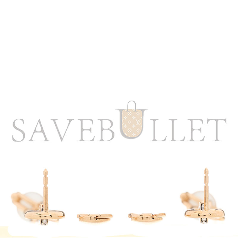 HERMÈS 18K ROSE GOLD DIAMOND PEARL PM CHANDRA DROP EARRINGS 